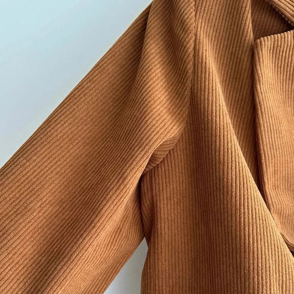 Rachel Zoe Brown Corduroy Blazer, 70s Inspired Jacket, Size Medium - Picture 12 of 16